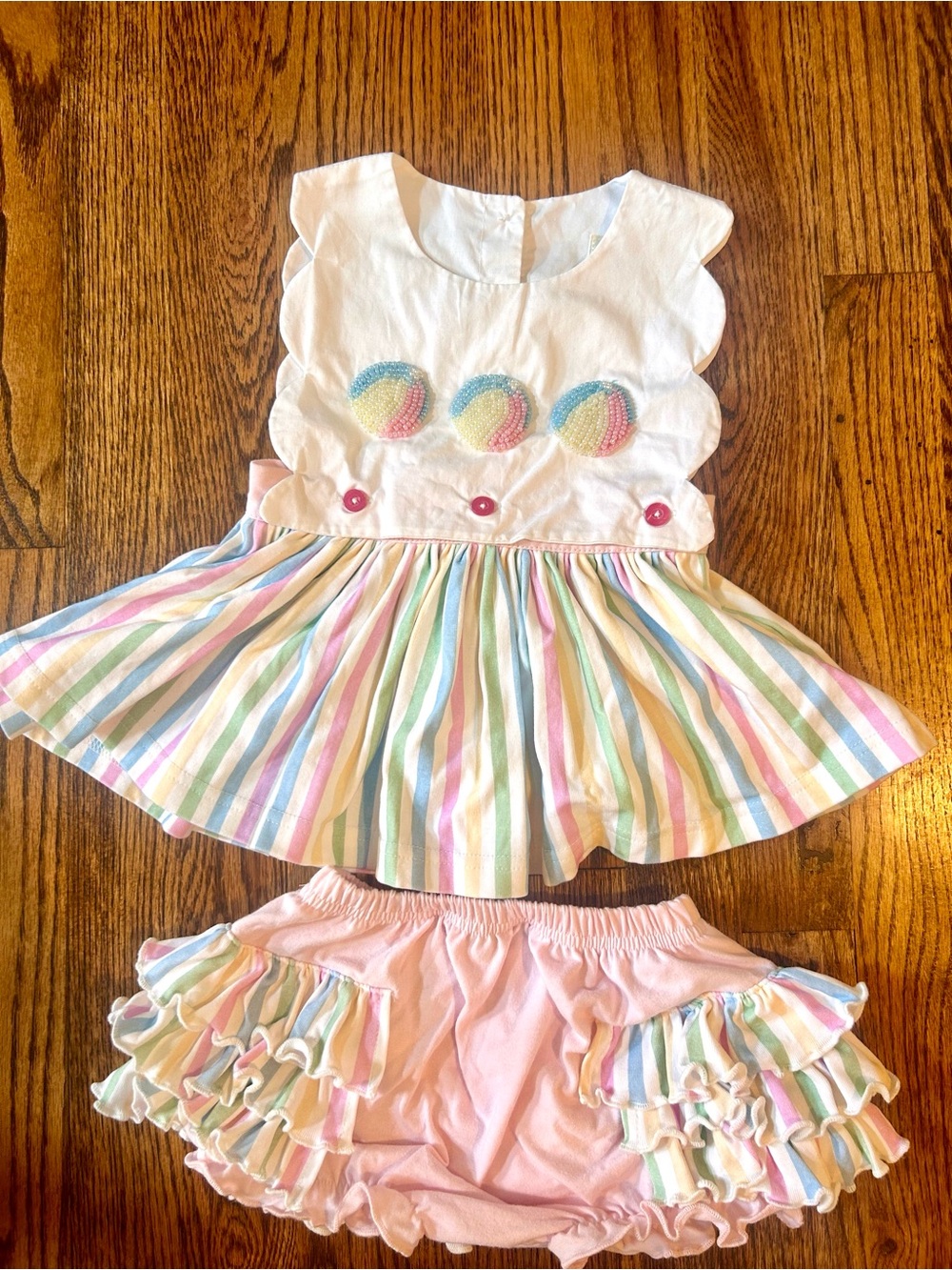 The Slippery Frog Smocking Co. Beach Ball Diaper Set 12M